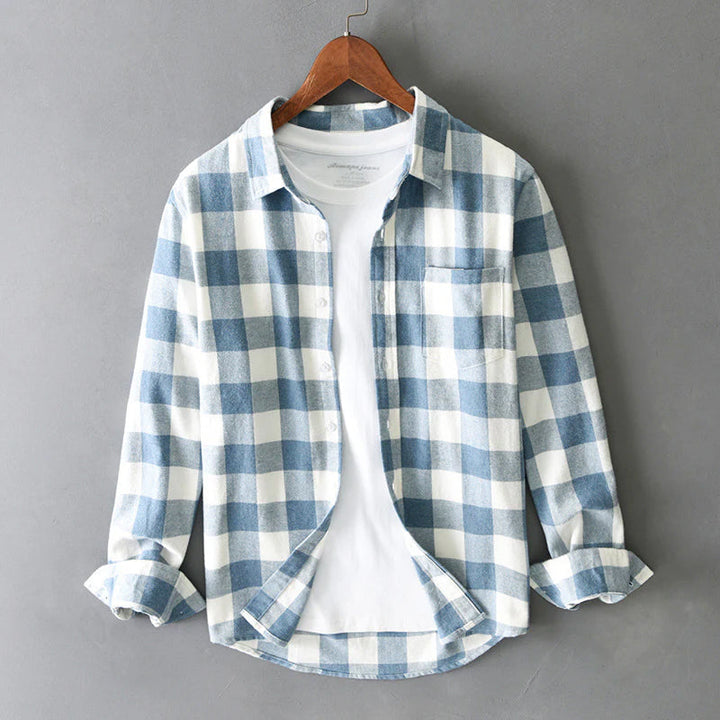 Camicia Uomo Classica Cotone Spazzolato Quadri