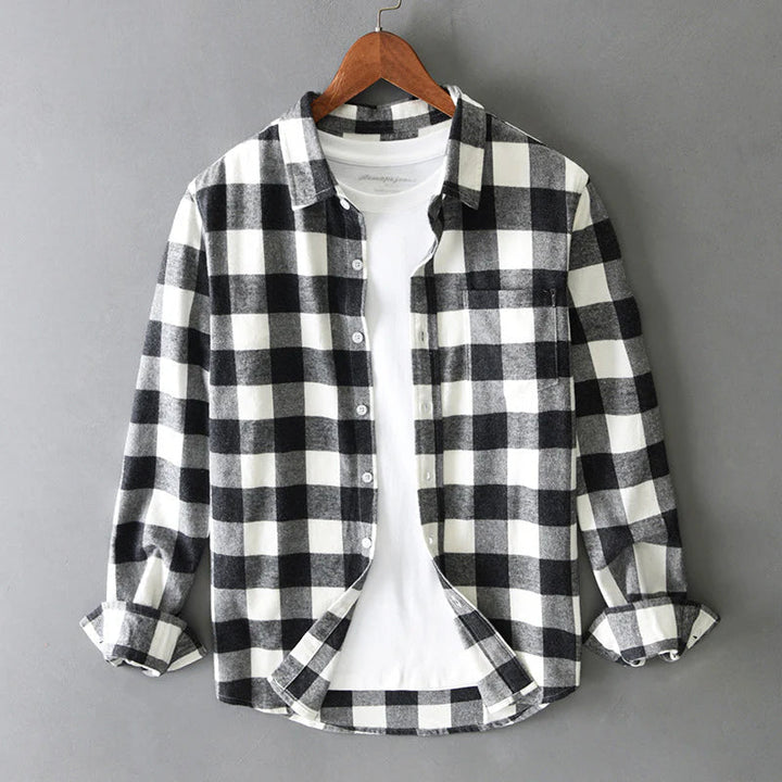 Camicia Uomo Classica Cotone Spazzolato Quadri