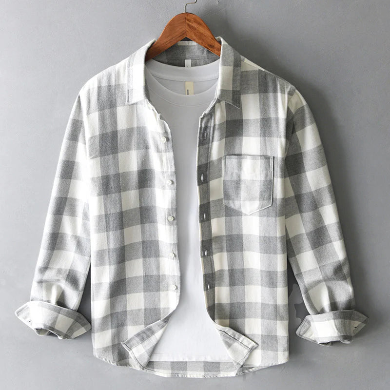 Camicia Uomo Classica Cotone Spazzolato Quadri