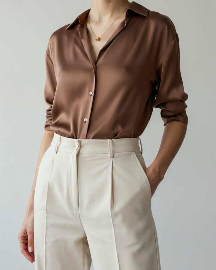 Camicia Donna Classica Tessuto Morbido Vestibilità Comoda - Vesarelli