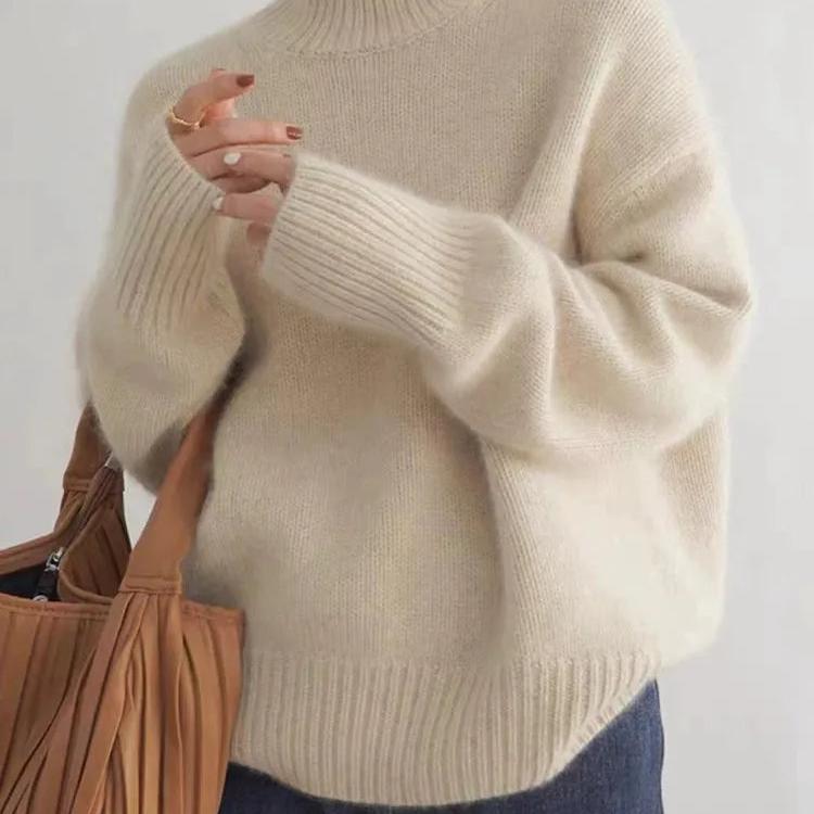Maglione Donna Oversize Cashmere Collo Alto Morbido Caldo
