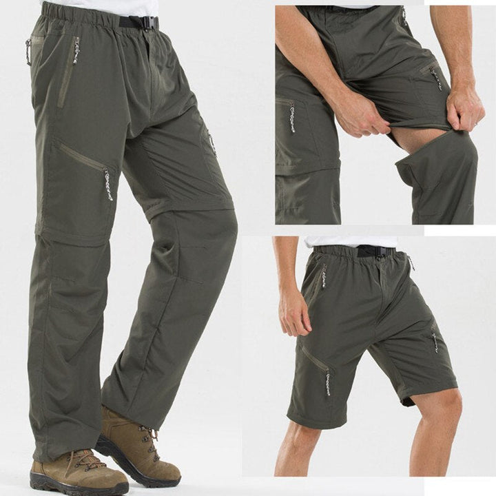 Pantaloni Uomo Zip Removibili Vita Elastica Taglio Regolare