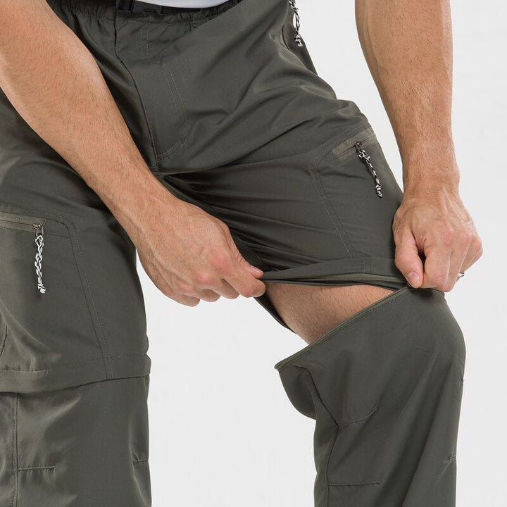 Pantaloni Uomo Zip Removibili Vita Elastica Taglio Regolare