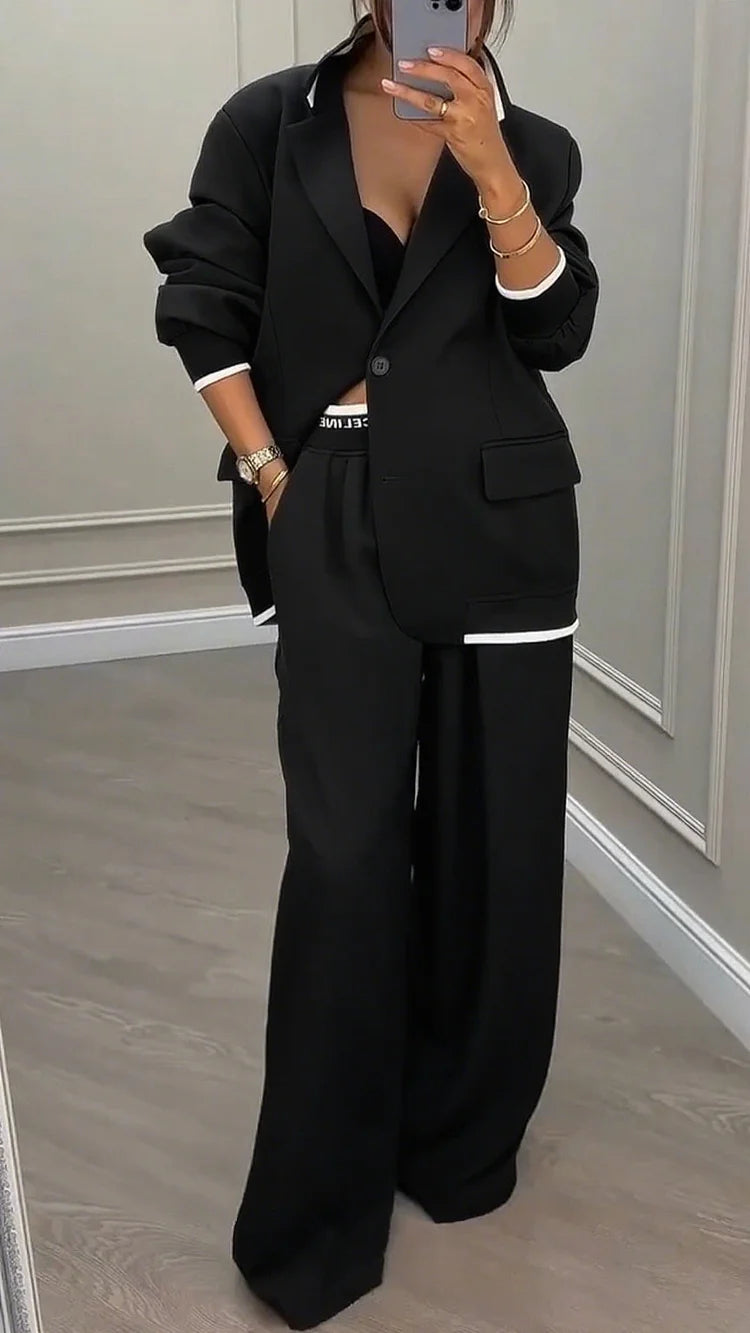 Completo Donna Doppiopetto | Blazer Oversize & Pantaloni Ampi che Slanciano