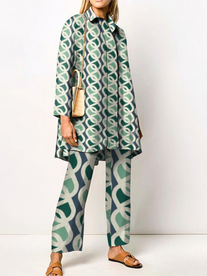 Completo Donna Stampato Coordinato Due Pezzi Linea Fluida - Vesarelli
