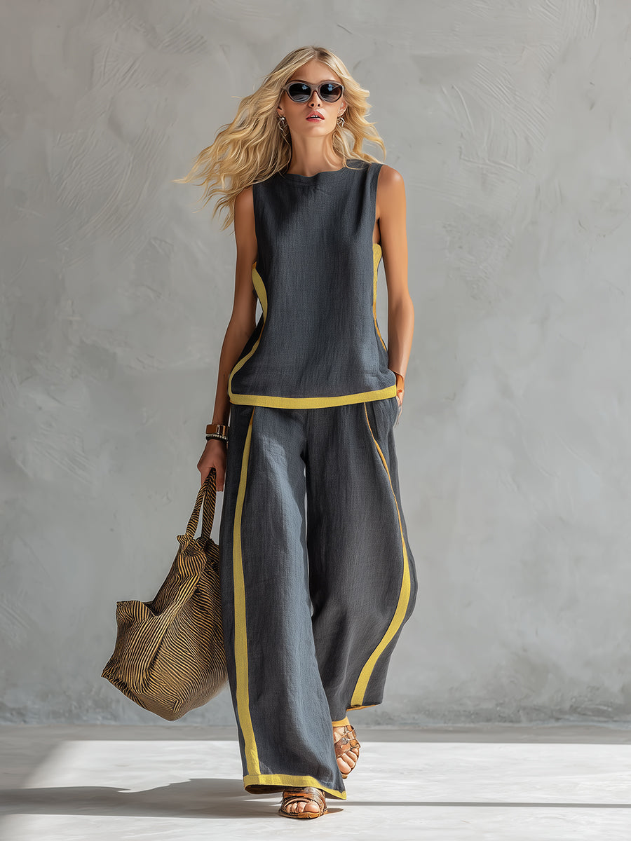 Completo elegante di due pezzi Donna | Linea ampia slanciante & Dettagli grafici moderni