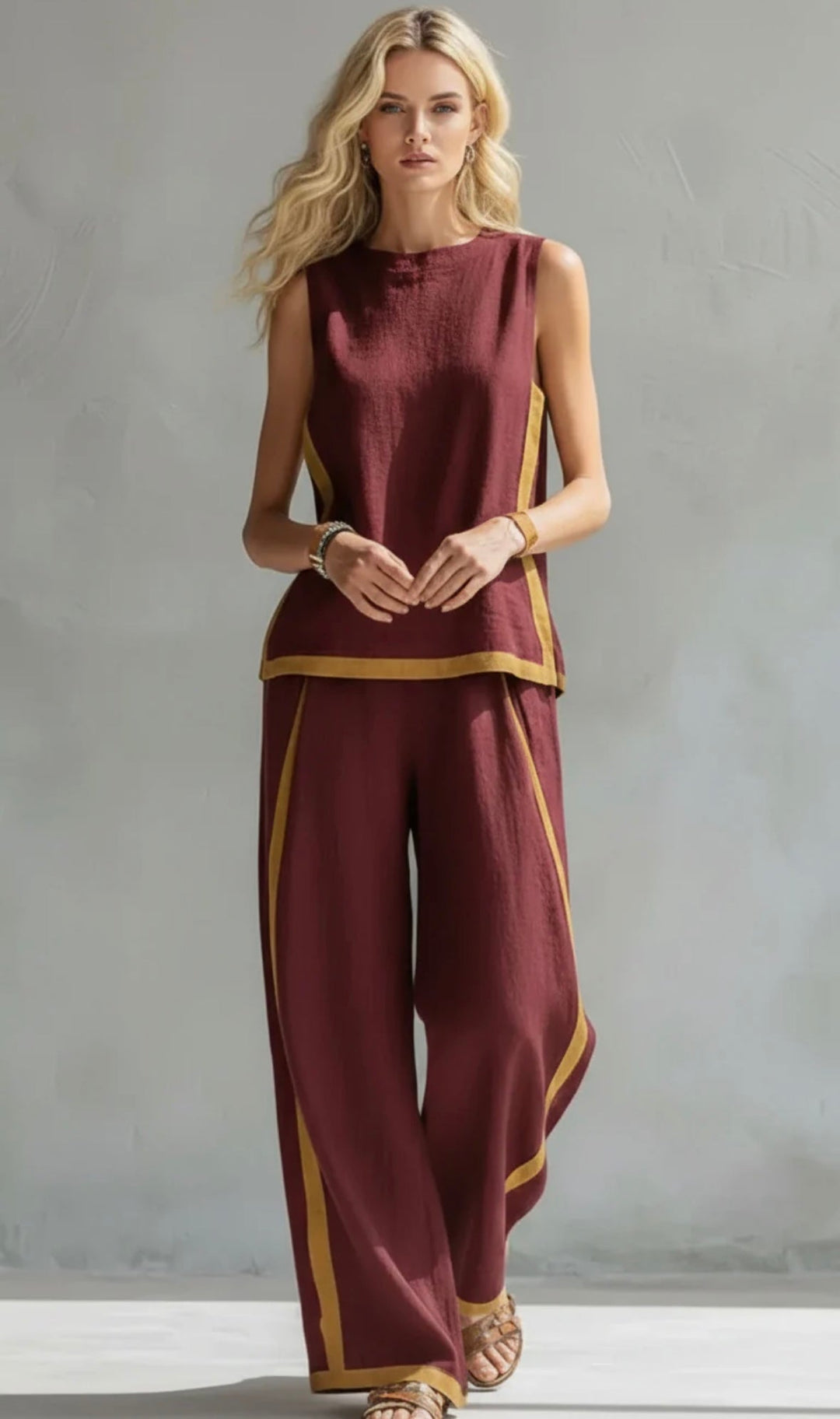 Completo elegante di due pezzi Donna | Linea ampia slanciante & Dettagli grafici moderni