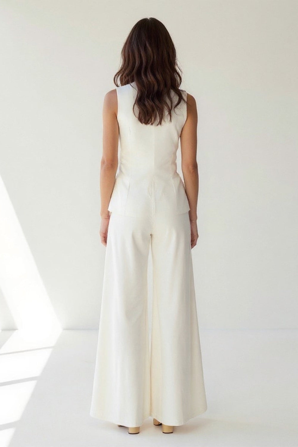 Completo elegante senza maniche con top e pantaloni a gamba larga | Chic e raffinato
