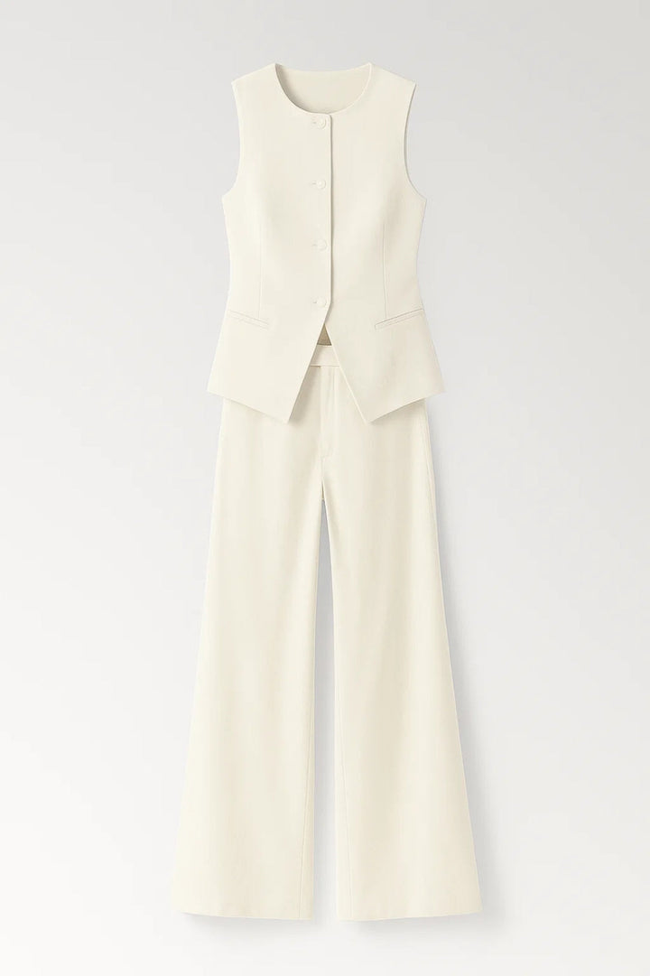 Completo elegante senza maniche con top e pantaloni a gamba larga | Chic e raffinato