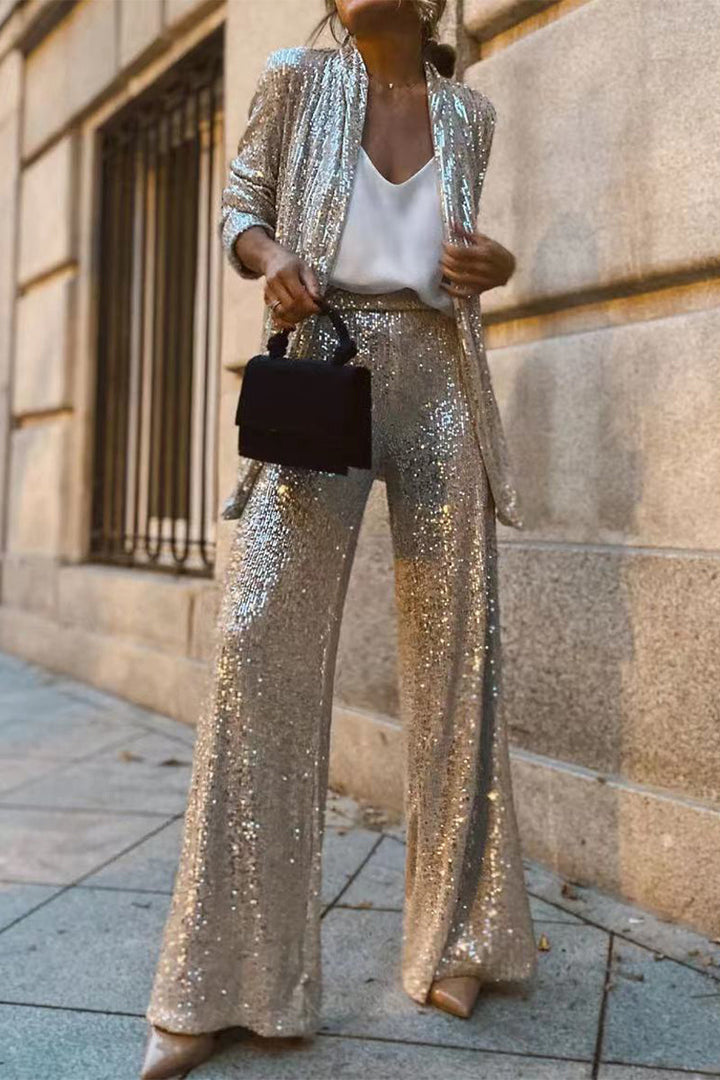 Completo Donna Blazer Su Misura e Pantaloni Larghi Vita Alta - Vesarelli