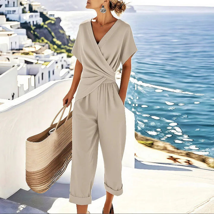 Completo Donna Due Pezzi Avvolgente Pantaloni Sartoriali Estivi - Vesarelli