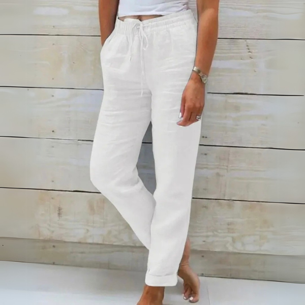 Pantaloni Donna in Lino Leggeri Traspiranti Vestibilità Comoda