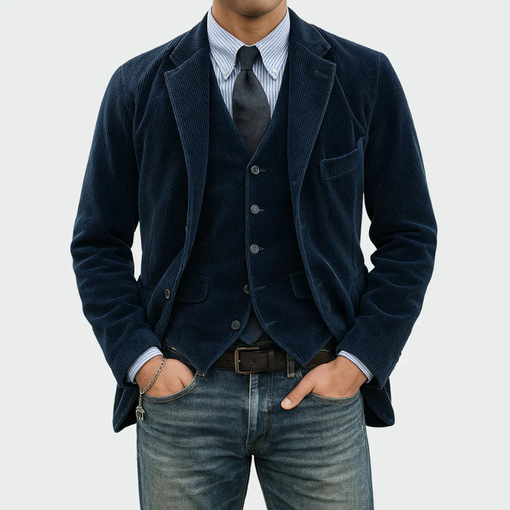 Blazer Uomo in Corduroy Revers Classico Stile Casual - Vesarelli