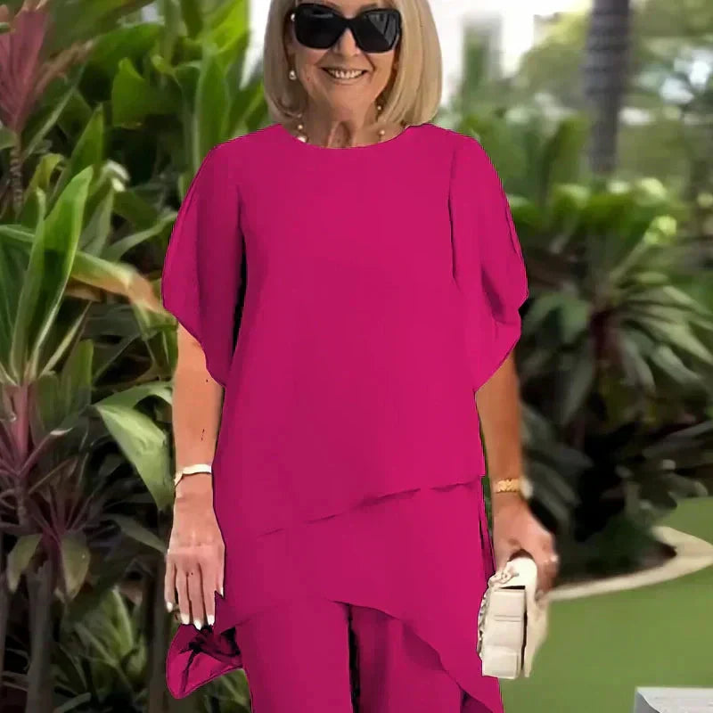 Costume con pantaloni palazzo drappeggiati Donna | Eleganza Fluida & Linea Slanciata