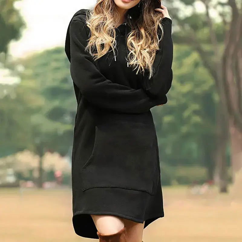 Cozy Chic: Long Hoodie Dress for Ultimate Warmth - Lizabella Fashion -  -  - Cozy Chic: Long Hoodie Dress for Ultimate Warmth - Lizabella Fashion - #tag1# - #tag2#