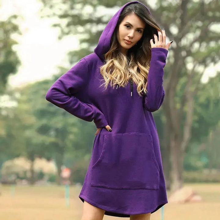 Cozy Chic: Long Hoodie Dress for Ultimate Warmth - Lizabella Fashion -  -  - Cozy Chic: Long Hoodie Dress for Ultimate Warmth - Lizabella Fashion - #tag1# - #tag2#