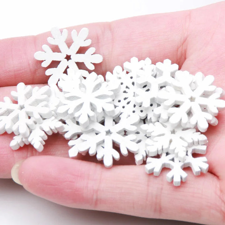 CraftyWinter | Decorazioni a forma di fiocco di neve in legno bianco per l'albero di Natale 2