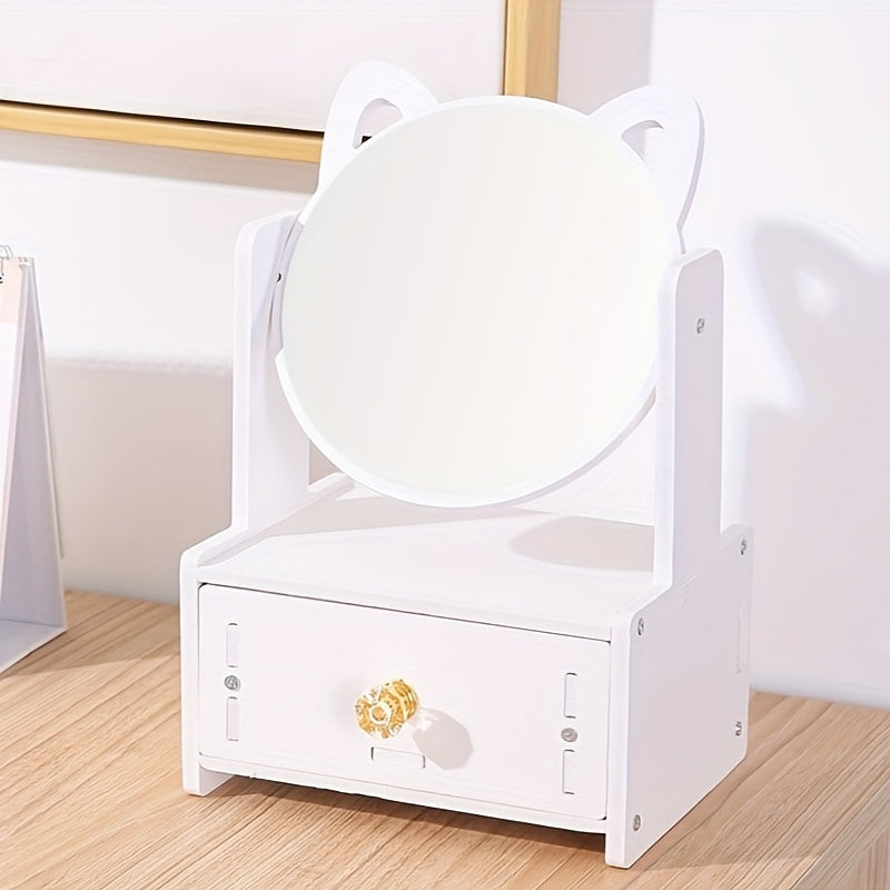 Specchio Trucco Estivo con Portaoggetti Design Orecchio Gatto - Vesarelli