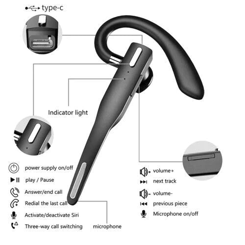 Cuffie Bluetooth 5.1 Wireless con Doppio Microfono e Cancellazione del Rumore – Design Ergonomico 3