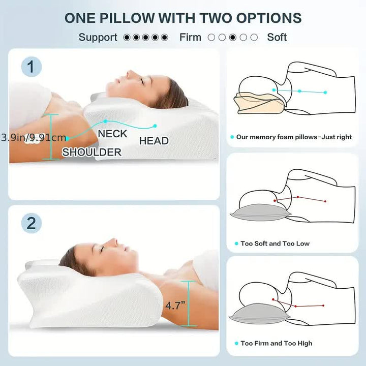 Cuscino cervicale in memory foam a forma di farfalla con braccioli per chi dorme su un fianco o sulla schiena 8