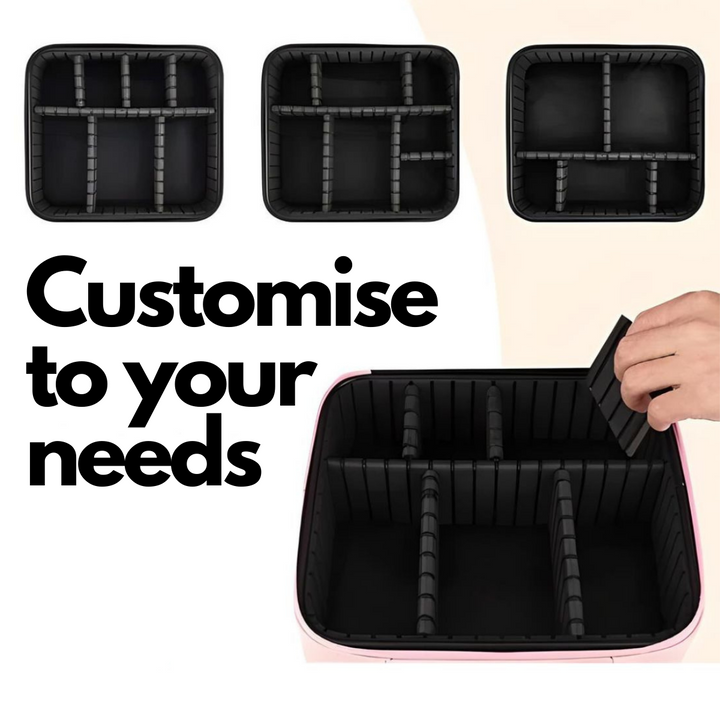 Organizer per cassetti nero regolabile, divisori modulari, personalizzabile, ideale per cucina, ufficio, bagno, ottimizzazione spazio.