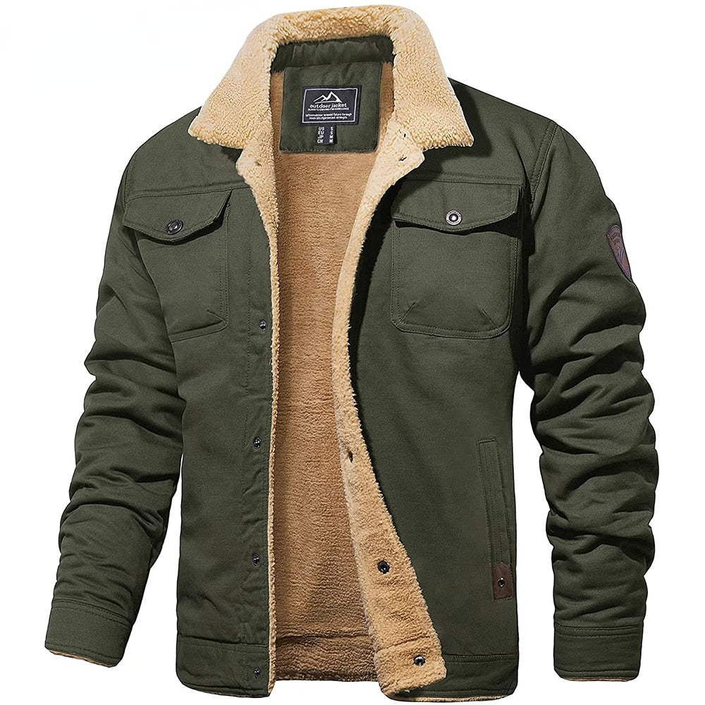 Giacca Cargo Uomo con Fodera Sherpa Calda Isolante