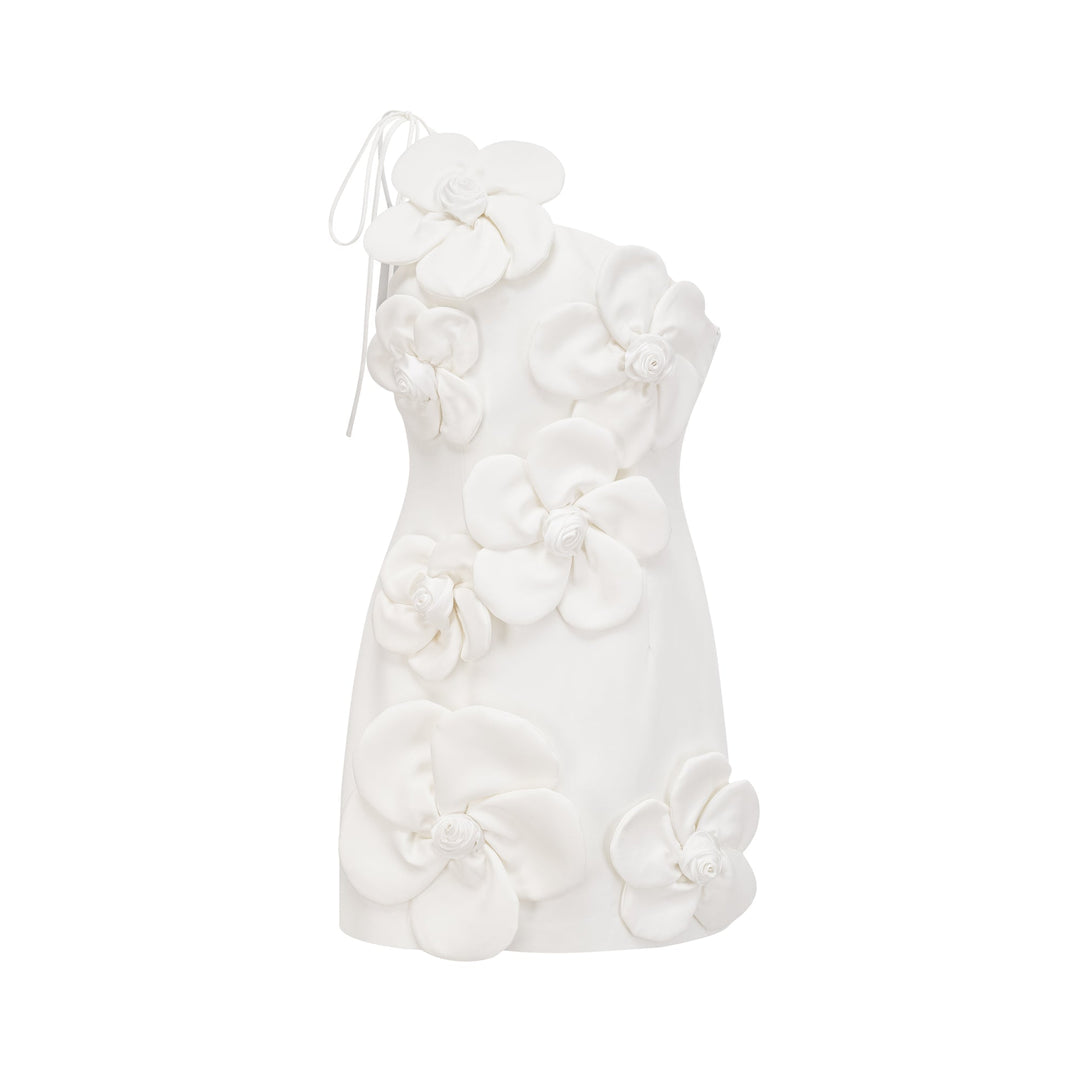 Abito Mini Donna in Tessuto Floreale Spalle Scoperte