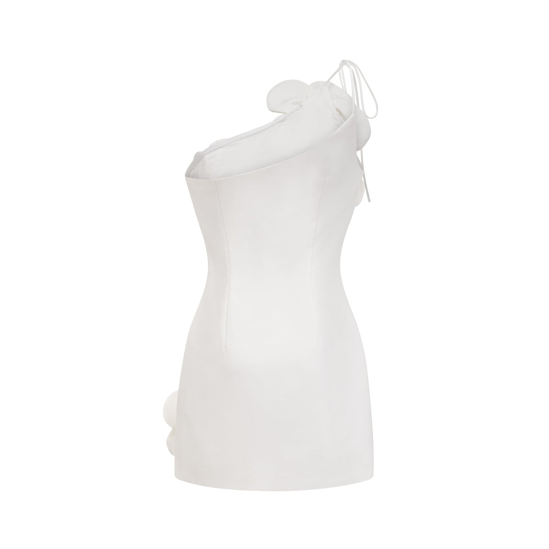 Abito Mini Donna in Tessuto Floreale Spalle Scoperte