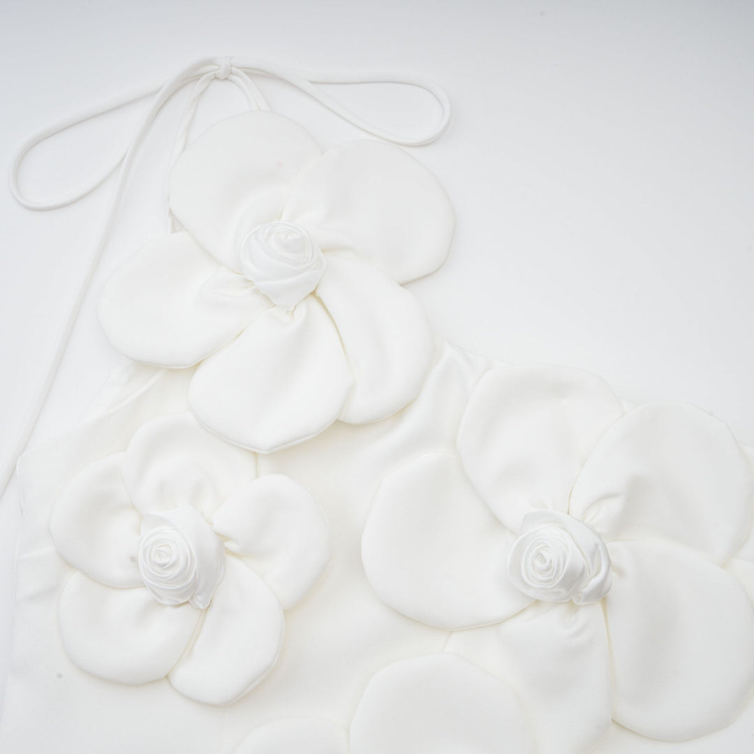Abito Mini Donna in Tessuto Floreale Spalle Scoperte