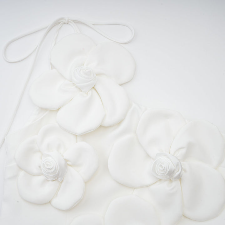 Abito Mini Donna in Tessuto Floreale Spalle Scoperte
