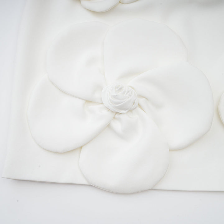 Abito Mini Donna in Tessuto Floreale Spalle Scoperte