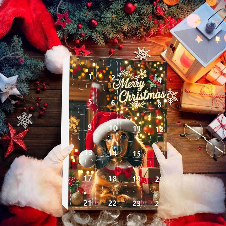 DachshundCharm | Calendario dell'Avvento in acrilico con cane per il conto alla rovescia delle feste 3
