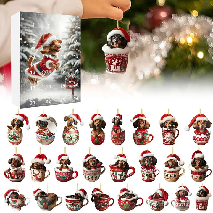 DachshundCharm | Calendario dell'Avvento in acrilico con cane per il conto alla rovescia delle feste 5