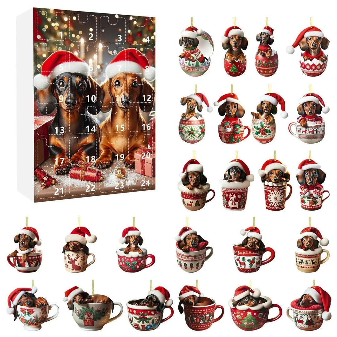 DachshundCharm | Calendario dell'Avvento in acrilico con cane per il conto alla rovescia delle feste 7