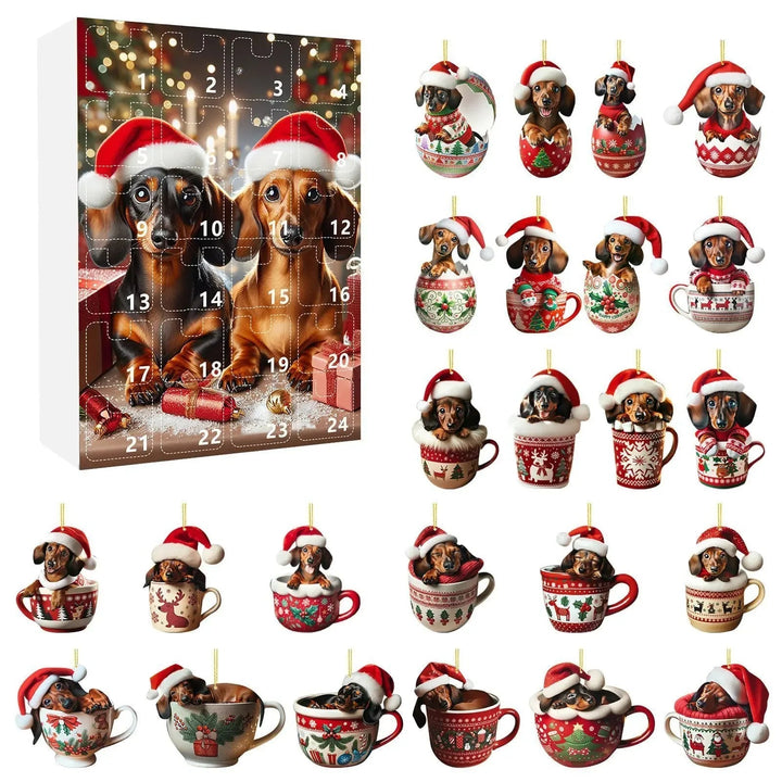 DachshundCharm | Calendario dell'Avvento in acrilico con cane per il conto alla rovescia delle feste 7