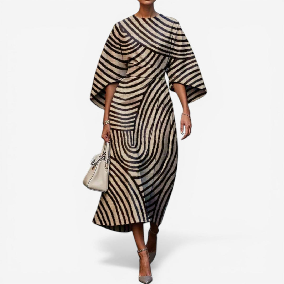 Dahlia | Abito Midi Donna Patchwork Maniche Kimono Stampa 1