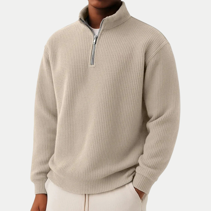 Dali | Uomo Felpa Con Zip Comfort Quotidiano Beige