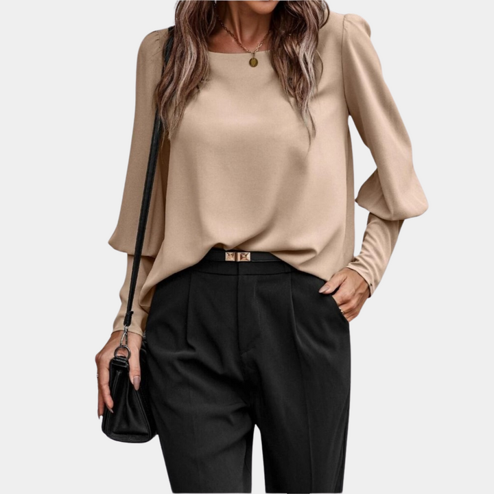 Blusa Donna Maniche Lunghe a Palloncino Stile Elegante