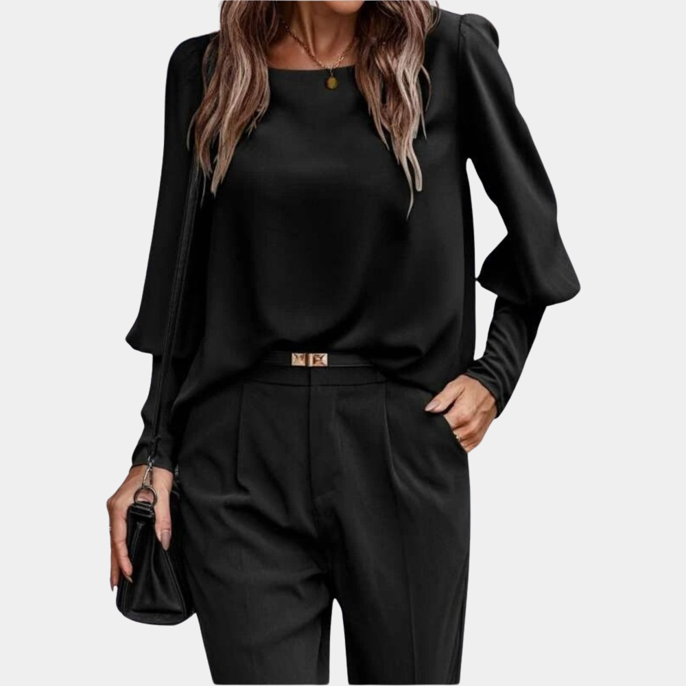 Blusa Donna Maniche Lunghe a Palloncino Stile Elegante