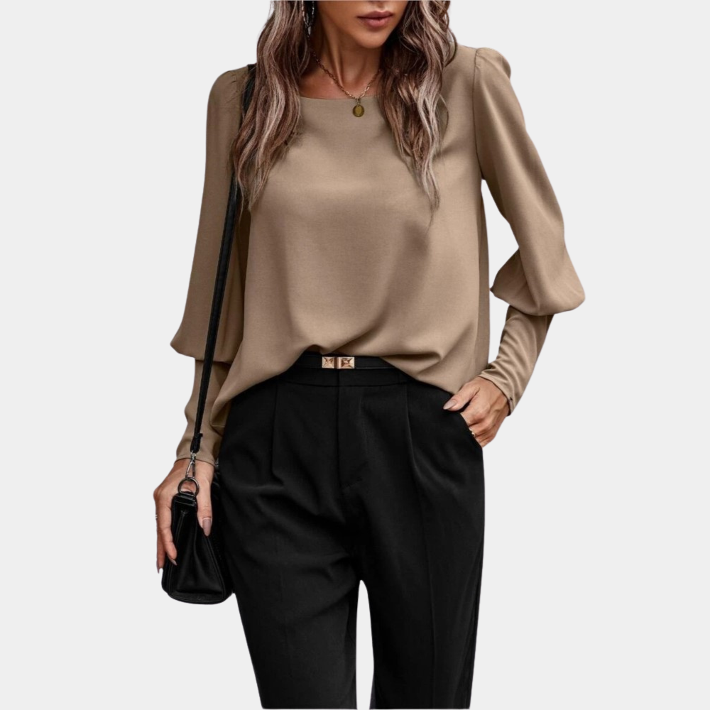 Blusa Donna Maniche Lunghe a Palloncino Stile Elegante