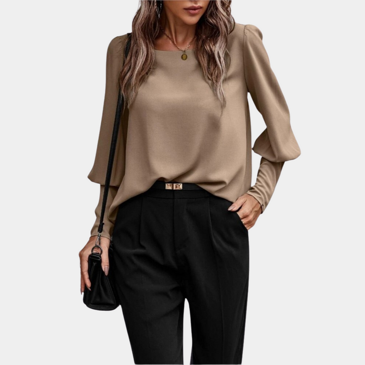 Blusa Donna Maniche Lunghe a Palloncino Stile Elegante