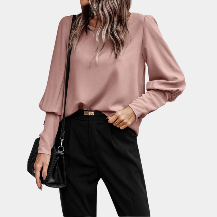 Blusa Donna Maniche Lunghe a Palloncino Stile Elegante