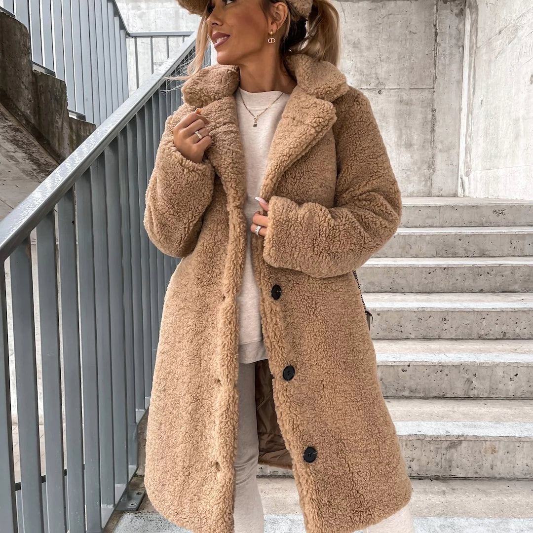 Cappotto Lungo Donna in Teddy Caldo e Morbido Invernale - Vesarelli