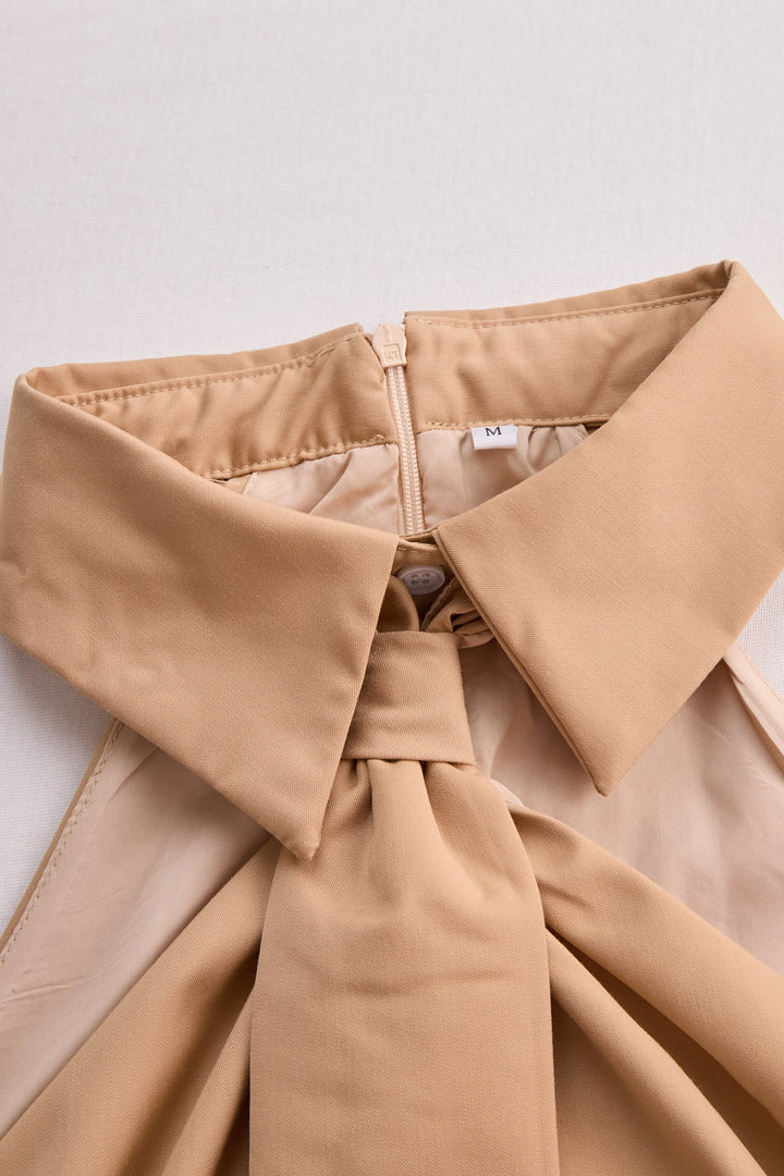Blusa Donna Senza Maniche Tessuto Misto Dettaglio Annodato