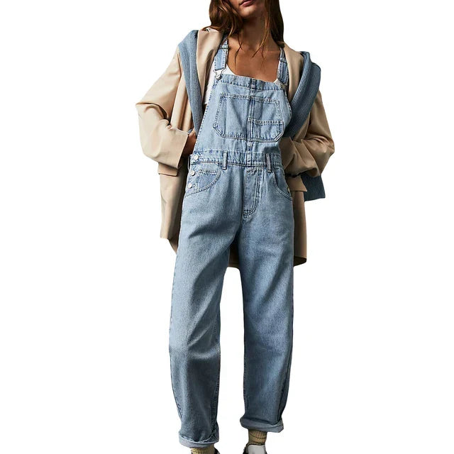 Tuta Donna Denim Casual Vestibilità Comoda