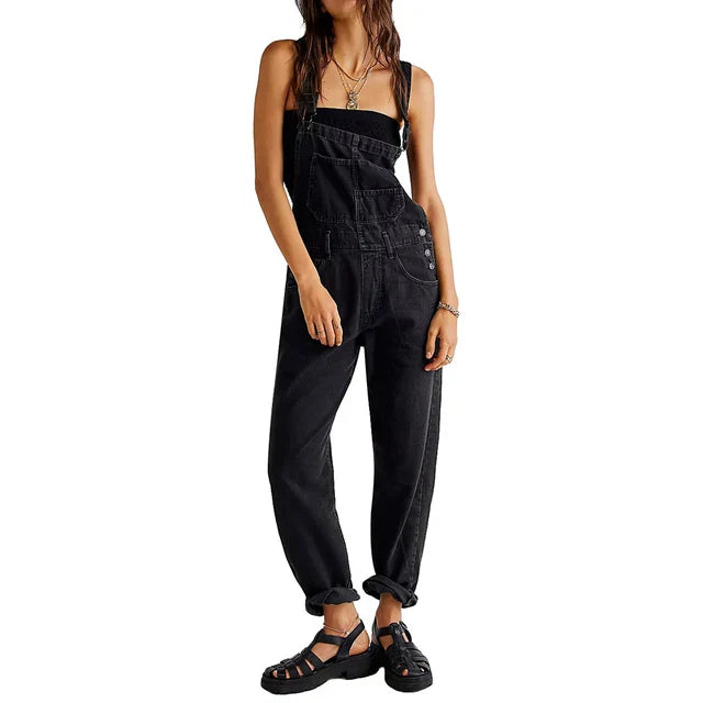 Tuta Donna Denim Casual Vestibilità Comoda