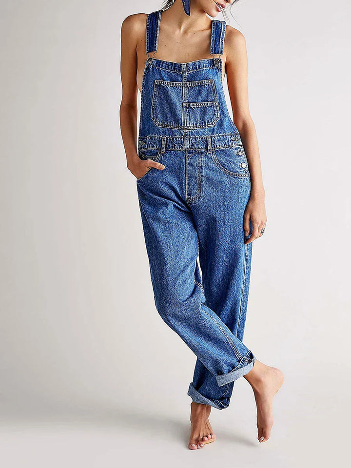Tuta Donna Denim Casual Vestibilità Comoda