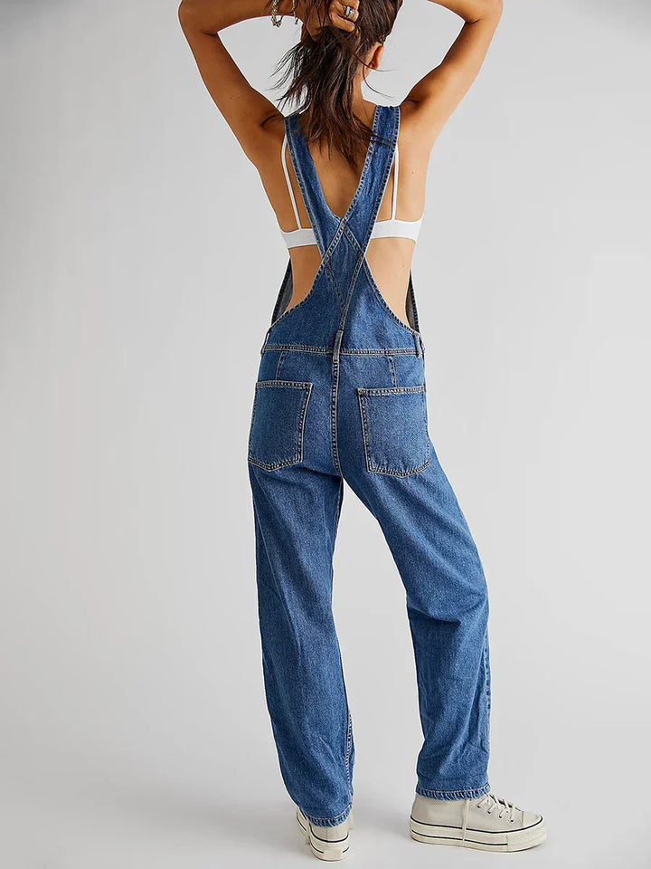Tuta Donna Denim Casual Vestibilità Comoda