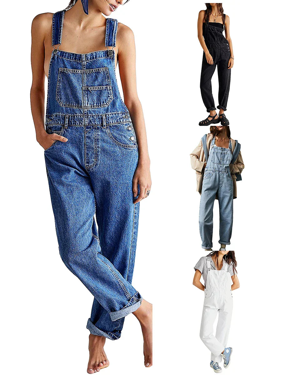 Tuta Donna Denim Casual Vestibilità Comoda