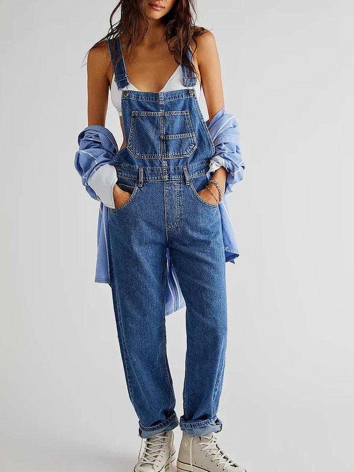 Tuta Donna Denim Casual Vestibilità Comoda